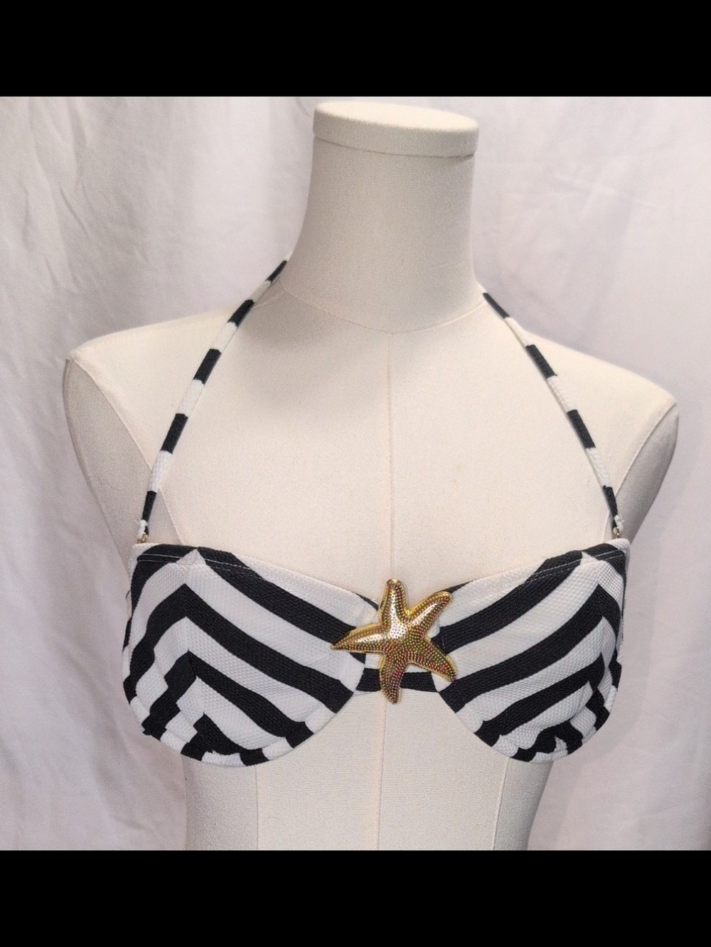 Two Piece Black And White Swimsuit